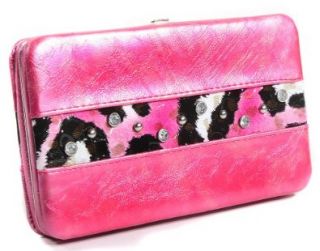 Pink Cheetah Design Hard Case Wallet Clutch Shoes