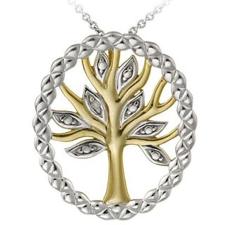 DB Designs Two tone Sterling Silver Diamond Accent Tree of Life