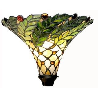 Tiffany style Green Leaf Torchiere Lamp