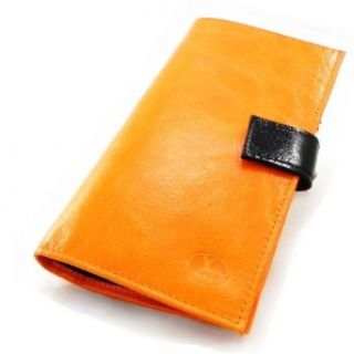 Leather checkbook holder Frandi orange black lacquer