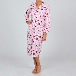 La Cera Womens Pink Floral Sleep Shirt