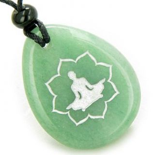 Lucky Kwan Yin Quan Lotus Amulet Green Aventurine Wish