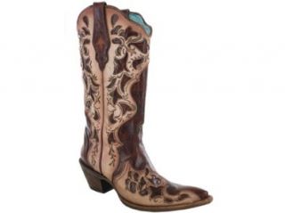 Corral C1028 Rust Maipo/Chocolate Tooled 6 Womens Western Boots Shoes