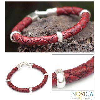 Bold Red Leather Bracelet (Peru)