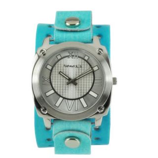 Nemesis Womens Roman Numerals Blue/Silver Leather Cuff Watch Today $