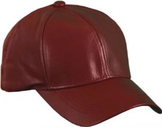 Burgundy Genuine Leather Baseball Cap Hat Made In The USA