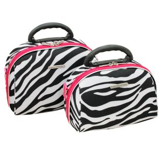 Luca Vergani Pink Zebra 2 piece Cosmetic Case Set MSRP $99.00 Today