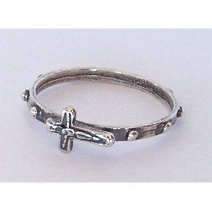 Sterling silver Rosary ring with Silver Crucifix   Size 9.75 Clothing