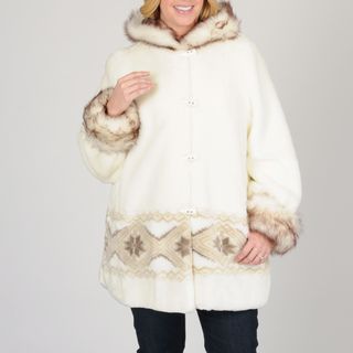 Nuage Womens Faux Fur Short Coat with Design