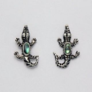 Alligator with Stone Back Earrings Clothing