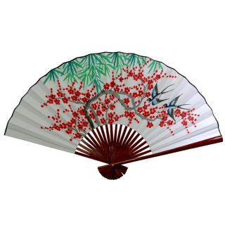 30 inch Wide White Cherry Blossom Fan (China)