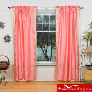 Viscose Peach Pink Sari Sheer Curtain (India)