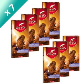 Lot de 7 Tablettes   Côte dOr   Chocolat au lait extra fin, aux
