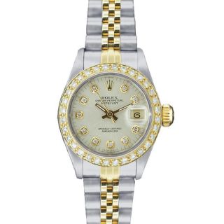 Pre owned Rolex Womens Datejust Two tone Silver Diamond Dial Watch