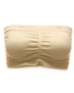 Seamless Khaki Beige Tube Top Bra with Removable Bra Cups