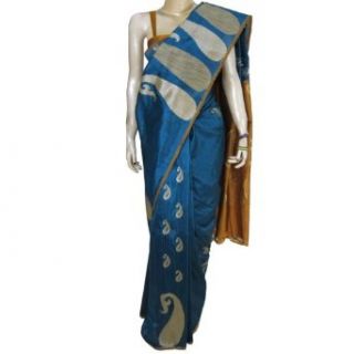 India Saree Silk Teal,Gold (Multi) Summer Dresses For