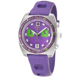 Zodiac Womens Diver Stainless Steel and Rubber Chronograph Watch