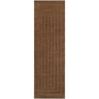 Hand crafted Brown Geometric Embossed Wool Rug (26 x 8)