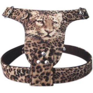Faux Suede with Leopard Print Dog Harness