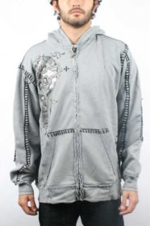 Affliction   Mens Lynott Zip Up Hoodie in Silver Clothing