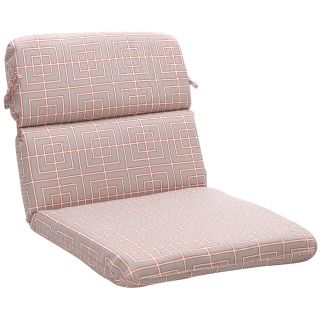 Outdoor Grey and Coral Geometric Rounded Chair Cushion