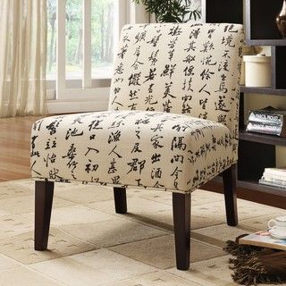 Decor Chinese Script Linen Lounger Chair