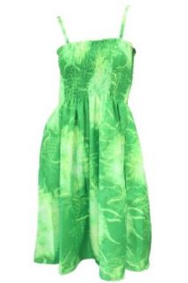La Leela Green Self Printed Tube Dress: Clothing