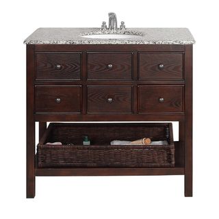 New Haven Walnut Brown 36 inch Bath Vanity with 2 Drawers and Dappled
