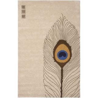 Handmade Soho Peacock Feather Beige N. Z. Wool Rug (76 x 96) Today