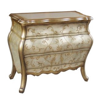 Hand painted Distressed Gold/ Silver Bombay Accent Chest