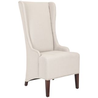 Deco Bacall Taupe Linen Nailhead Trim Side Chair