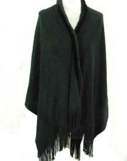 Cejon Faux Fur Trim Shawl One Size Black Clothing