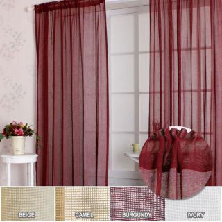 Sheer Linen Mesh 84 inch Window Curtain Pair