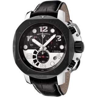Swiss Legend Mens Scubador Black Leather Chronograph Watch
