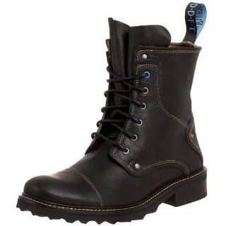 John Fluevog Mens Warren Lace Up Boot,Black,6 M US Shoes