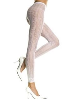 White Lace Footless Tights / Leggings Clothing