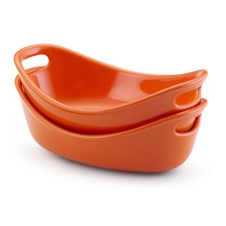 Rachael Ray Stoneware Orange 12 oz Bubble and Brown Bakers (Set of 2