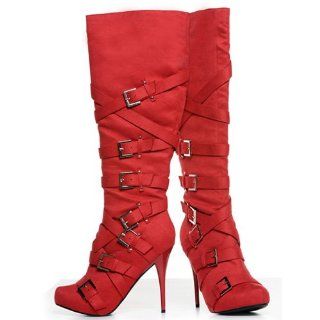  Michael Antonio Womens OLIVER Buckled Knee Boots (10, Red) Shoes