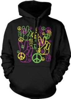 Peace Sign and Symbols Neon Hooded Sweatshirt, Peace And
