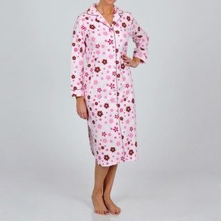 La Cera Womens Plus Size Pink Floral Sleep Shirt
