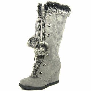 Qupid Womens Ocean 88 Knee High Wedge Boots Shoes