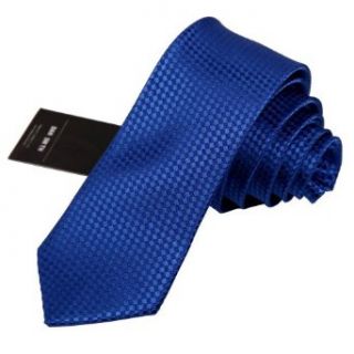 Blue skinny tie knot Fantastic Checkered Slim necktie