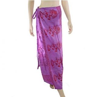 Purple Cotton Wrap Around Skirt with Ganesh Elephant