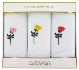 Ladies Handkerchiefs (HH88)   3 Pink/Yellow/Red Embroided