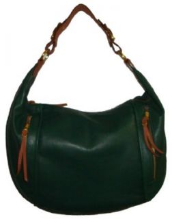 Womens Large Christopher Kon Tote Handbag (Dark Green/Tan