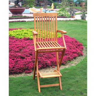 Royal Tahiti Yellow Balau Bar Height Folding Arm Chairs (Set of 2
