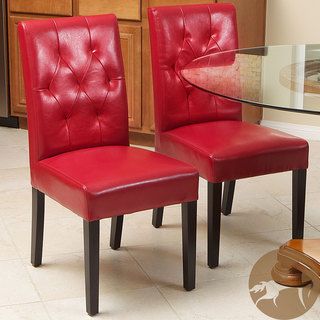 Christopher Knight Home Gentry Bonded Leather Red Dining Chair (Set of
