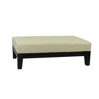 Off white Beech Wood and Bicast Leather Cocktail Ottoman