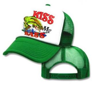 Kiss My Bass Fishing Mesh Trucker Hat Cap Clothing