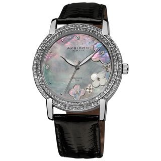 Akribos XXIV Womens Flower Diamond Accent Watch